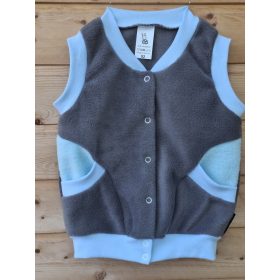   BébiNett - Foxel baba mellény polárból ujjatlan szürke-kék