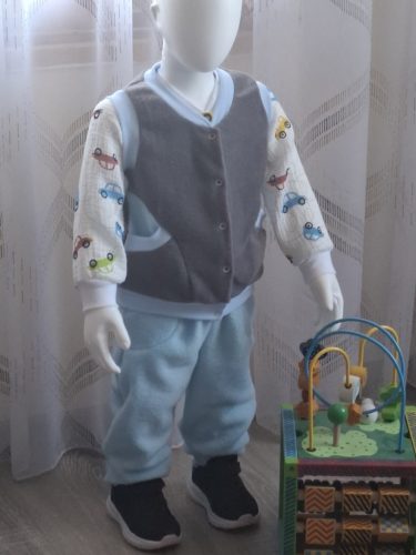 BébiNett - Foxel baba mellény polárból ujjatlan szürke-kék