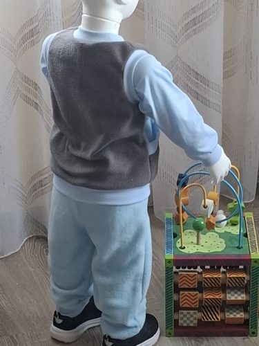 BébiNett - Foxel baba mellény polárból ujjatlan szürke-kék