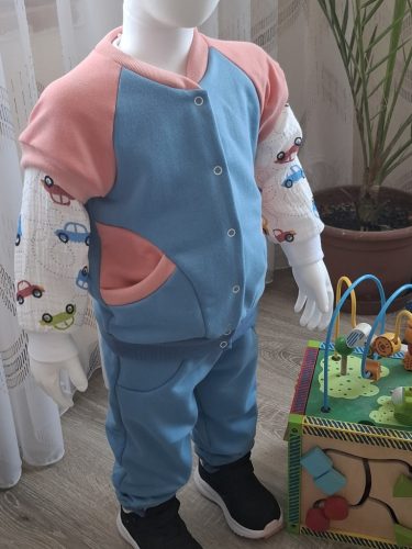 BébiNett - Ewege baba mellény pamutból raglán ujjú barack-acélkék
