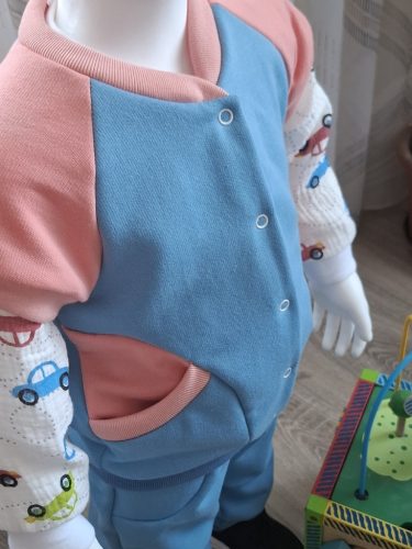 BébiNett - Ewege baba mellény pamutból raglán ujjú barack-acélkék