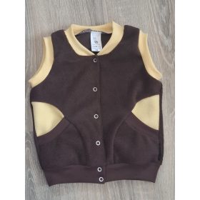   BébiNett - Titz baba mellény polárból ujjatlan barna-sárga