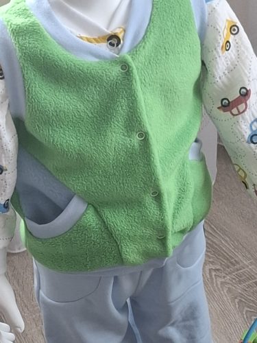 BébiNett - Epen baba mellény polárból ujjatlan benetton zöld-kék