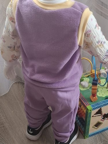 BébiNett - Eindt baba mellény polárból ujjatlan lila-sárga