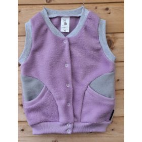  BébiNett - Zelen baba mellény polárból ujjatlan lila-szürke