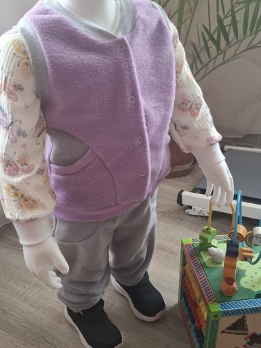 BébiNett - Zelen baba mellény polárból ujjatlan lila-szürke
