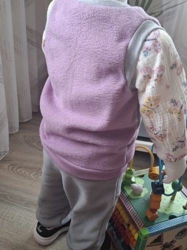BébiNett - Zelen baba mellény polárból ujjatlan lila-szürke