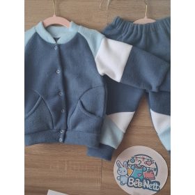   BébiNett - Spelle 2 részes baba együttes és szett polárból acélkék