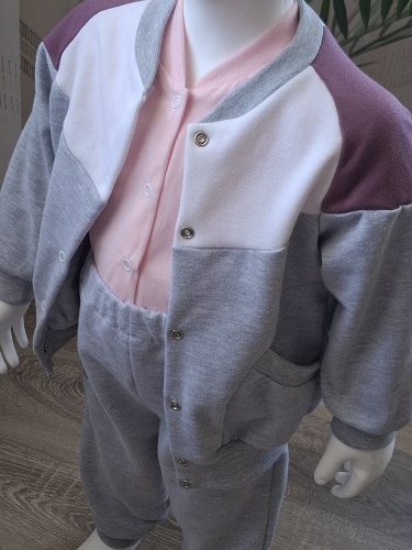 BébiNett - Heeze 2 részes baba együttes és szett szürke-lila