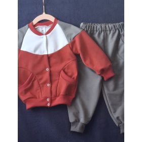   BébiNett - Lillo Grijs-rood 2 részes baba együttes bordó-szürke