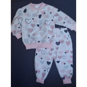   BébiNett - Rilland baba pizsama pamut flanel rózsaszín szíves mintás