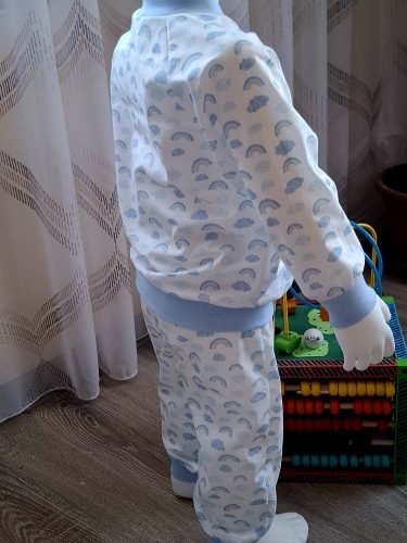 BébiNett - Grauw baba pizsama pamutszövet kék szivárványos