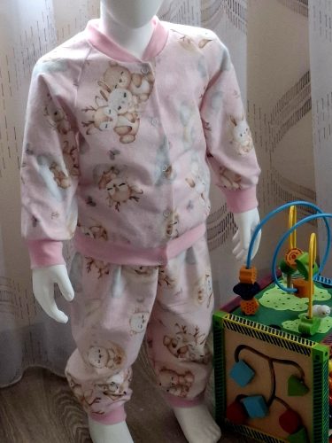 BébiNett - Strijen baba pizsama pamut flanel nyuszis