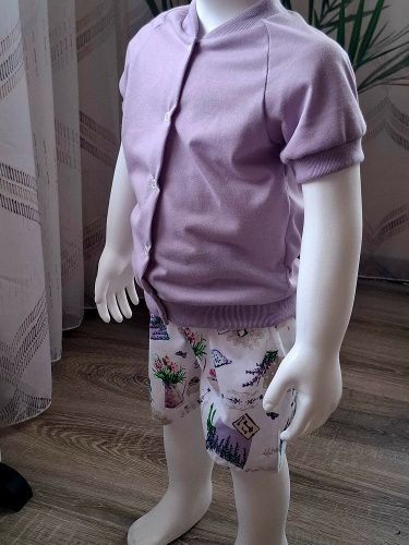 BébiNett - Tempel elől patentos baba póló lila rövid ujjú