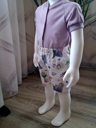 BébiNett - Tempel elől patentos baba póló lila rövid ujjú