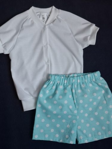 BébiNett - Gonda elől patentos baba póló fehér rövid ujjú