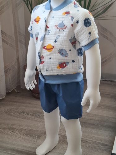 BébiNett - Esch elől patentos baba póló kising rakétás rövid ujjú