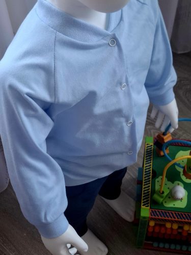 BébiNett - Heerde baba póló elől patentos hosszú ujjú világoskék
