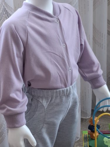 BébiNett - Almere baba póló elől patentos hosszú ujjú világoslila