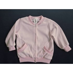   BébiNett - Linne elől patentos baba pulóver zsebbel vékony rózsaszín