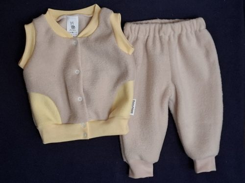 BébiNett - Slijpe baba mellény polár ujjatlan bézs-sárga