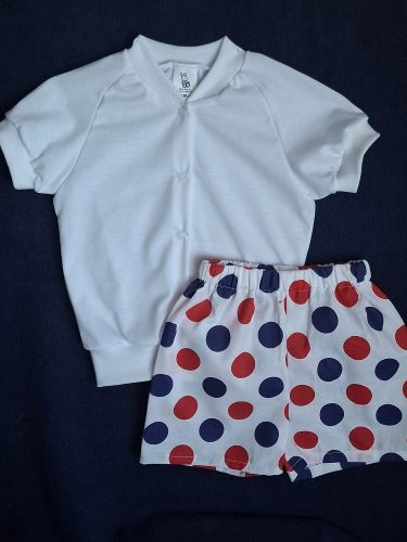 Bébinett - Rood-Blauw Shorts baba rövidnadrág pamutszövet piros-kék (80-92)
