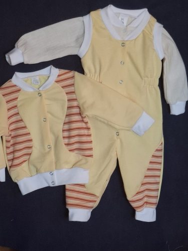 BébiNett - Almelo 2 részes baba együttesek és szett mellényes nadrággal napsárga