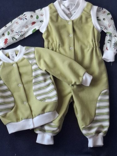 BébiNett - Kotten 2 részes baba együttes és szett borsózöld csíkos