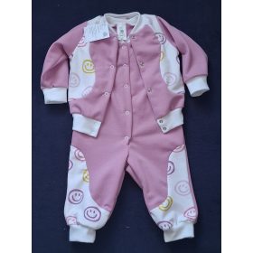   BébiNett - Beek 2 részes baba együttes és szett mellényes nadrággal fukszia smiley