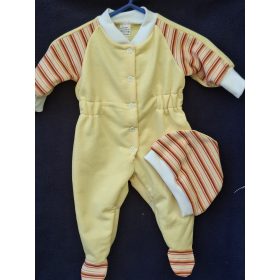   BébiNett - Ruurlo baba rugdalózó sapkával, raglán ujjú napsárga