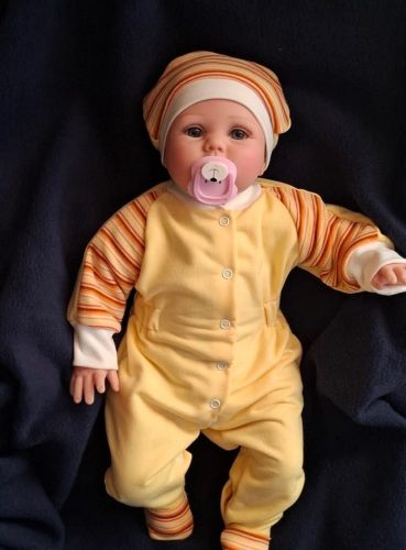 BébiNett - Ruurlo baba rugdalózó sapkával, raglán ujjú napsárga