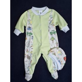 BébiNett - Freren baba rugdalózó sapkával banánzöld