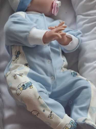BébiNett - Losser baba rugdalózó sapkával vékony, kék kutyás