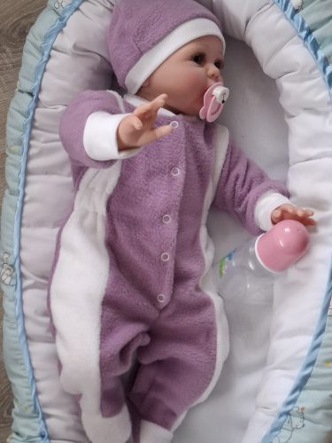 BébiNett - Uffeln baba rugdalózó sapkával polár, lila