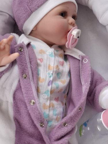 BébiNett - Uffeln baba rugdalózó sapkával polár, lila