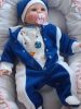 BébiNett - Incourt baba rugdalózó sapkával polár, királykék