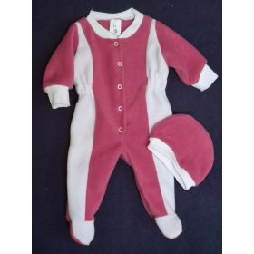   BébiNett - Raust baba rugdalózó sapkával polár, eper szín