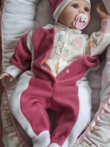 BébiNett - Raust baba rugdalózó sapkával polár, eper szín