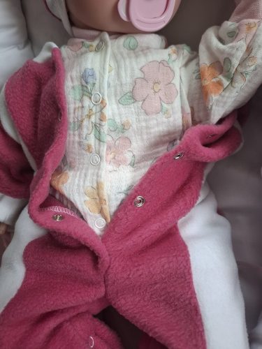 BébiNett - Raust baba rugdalózó sapkával polár, eper szín